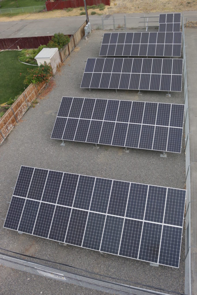Aerial photo of the co-op solar array