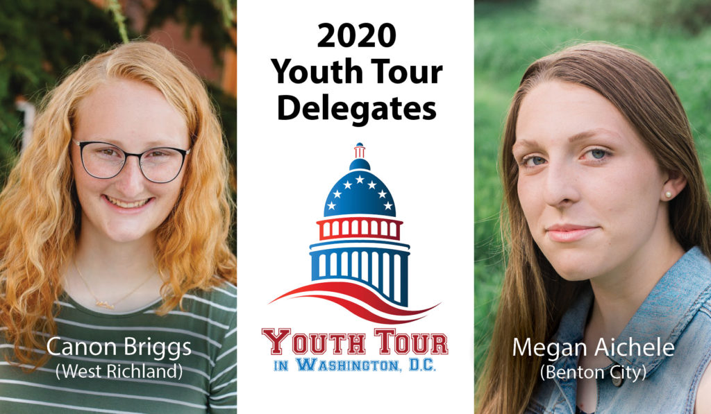 2020 Youth Tour Delegates, Canon Briggs (West Richland) and Megan Aichele (Benton City)