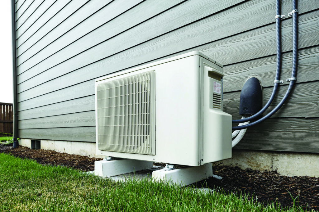A ductless heat pump outdoor unit. Photo by Lincoln Barbour, courtesy of NEEA.