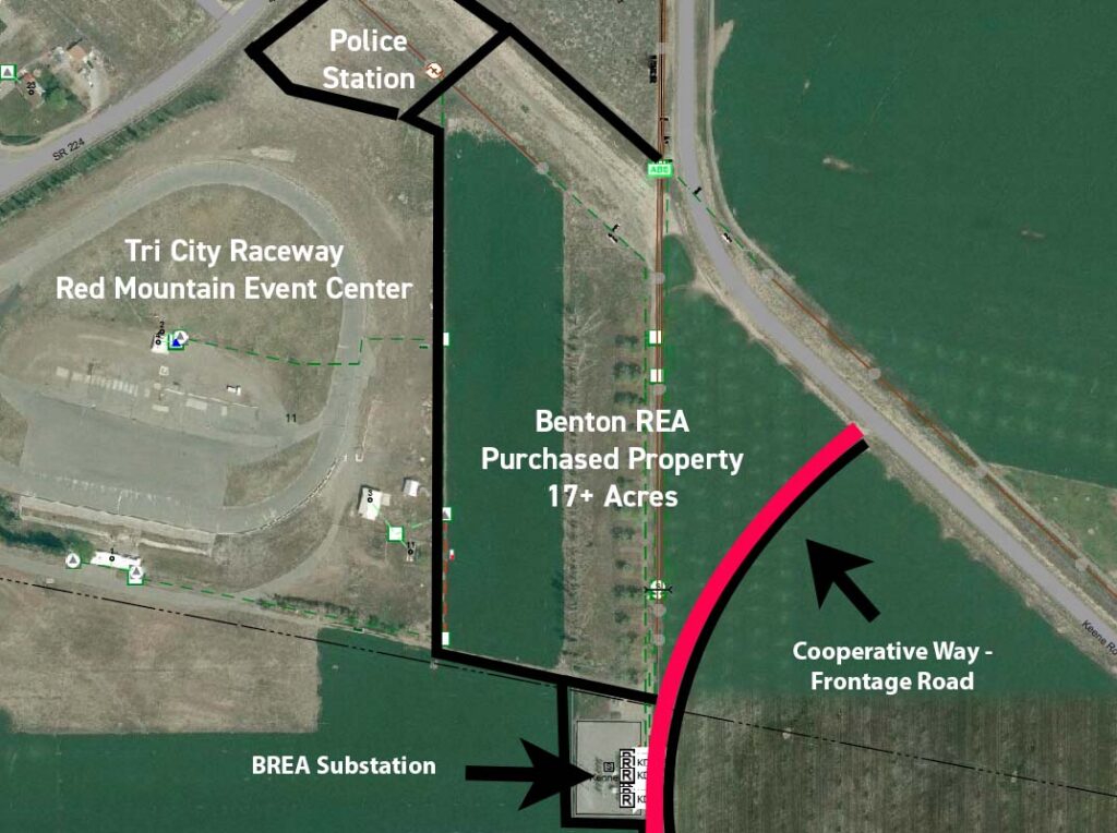 Map of Benton REA Purchased Property in West Richland (Keene Road and Cooperative Way))