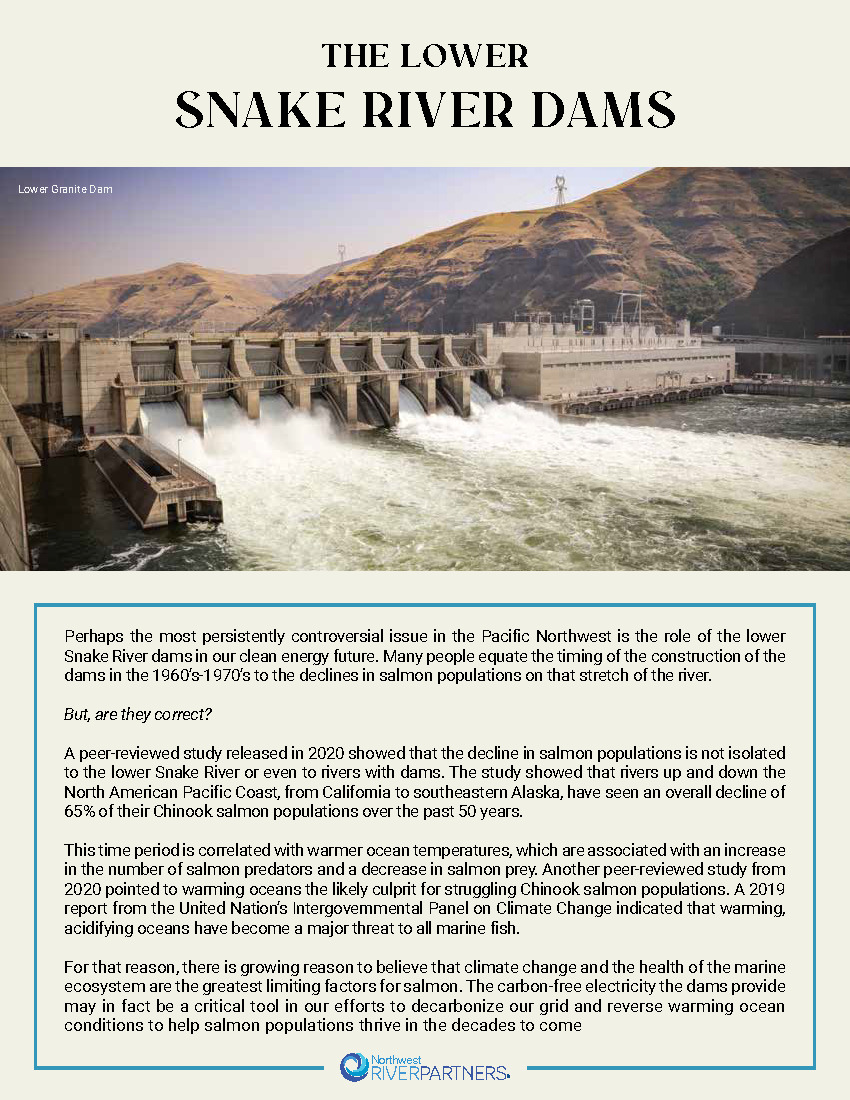 Lower Snake River Dams Fact Sheet by Northwest RiverPartners Page 1