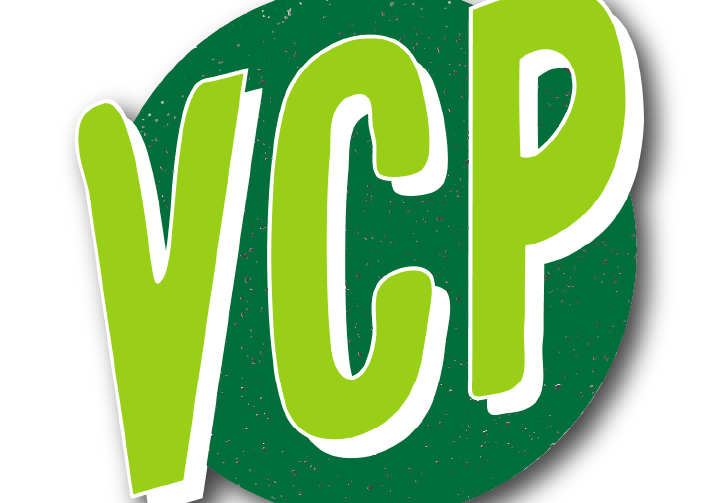 Voices for Cooperative Power logo, dark green circle with "VCP" on top in a lighter green color with a white boarder.